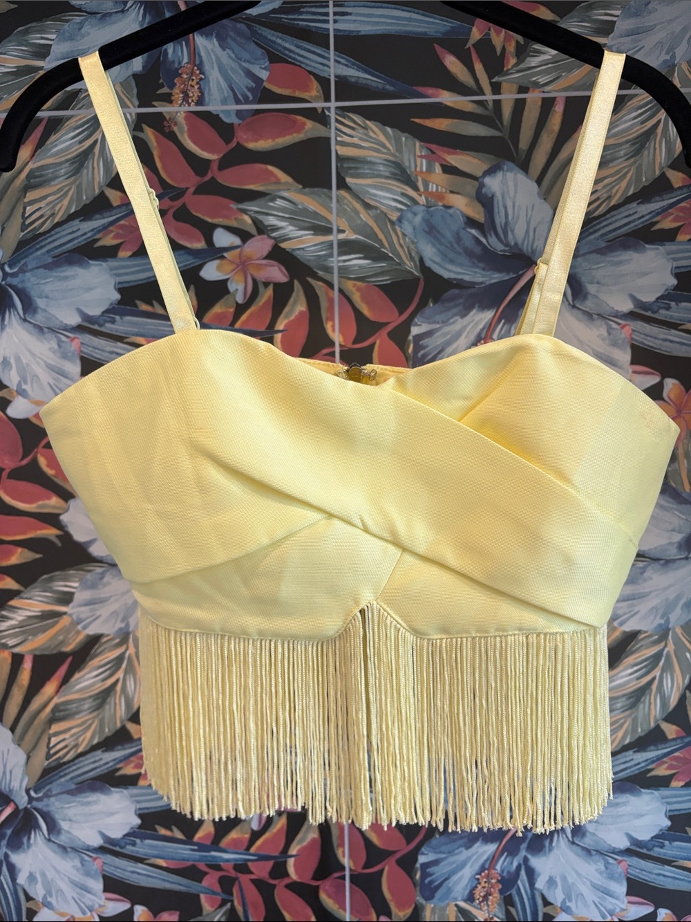 MUSTARD SEED Yellow Crop Top Fringe Bralette